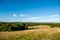 Fields and meadows around Herstmonceux, East Sussex, England. Brick Herstmonceux castle in England East Sussex 15th century