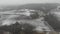 Fields With Snow During Winter Season, Farming Concept, Backwards Aerial