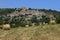 Fields and town of Joucas in Provence