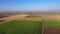 Fields with various types of agriculture, aerial shot