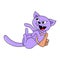 Fierce aggressive pet cat expression, doodle icon image kawaii