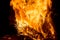 Fierce blaze of wooden bonfire on hindu festival of holi lohri