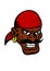 Fierce dark-skinned cartoon pirate character