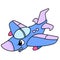 Fierce faced fighter aircraft carrying flying missiles and ready to attack, doodle icon image kawaii