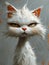 Fierce Feline: A Portrait of an Arrogant White Kitty Cat with a