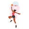 Fierce Female Basketball Player Character Soars Through The Air, Executing A Powerful Slam Dunk With Grace