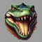 A fierce green alligator with sharp teeth and intense eyes. digital painting clipart with a 3D effect.