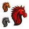 Fierce horse head chess stylized emblems