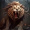 Fierce Lion Roar, Conceptual. Generative AI