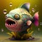 Fierce Piranha fish of colorful colors on the seabed - Generated Artificial Intelligence- AI