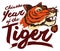 Fierce Tiger Head in Brush Strokes Promoting its Celebratory Year, Vector Illustration