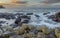 The fierce waves batter the iconic coastline of North Ireland