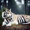 Fierce white tiger - ai generated image