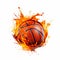 Fiery Basketball Ball: A Captivating Advertisement With Explosive Pigmentation