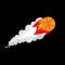 Fiery Basketball isolated. Flying gaming ball vector illustration