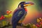 Fiery billed Aracari bird toucan