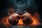 Fiery boxing gloves poster, ample copyspace