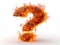 Fiery burning question mark on a light background