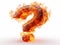 Fiery burning question mark on a light background