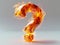 Fiery burning question mark on a light background