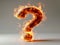 Fiery burning question mark on a light background