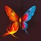 Fiery Butterfly Illustration in Red and Blue