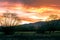 Fiery-colored clouds before sunrise