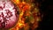 Fiery Earth Disco Ball Background and Flames, Rendering, Animation, Background, Loop