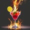 Fiery Elegance: Isolated Through the Fire Cocktail on a White Canvas