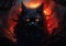 Fiery Feline: A Dark and Devilish Kitty with Glowing Eyes and a