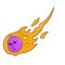 Fiery flying horned monster, doodle icon image kawaii