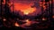 Fiery Forest: A Hyper-detailed Illustration Of A Wildfire In 8-bit Style