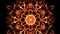 Fiery fractal with white sparkles, abstract video in orange, red and yellow, nice symmetric shape, live fractal zooming