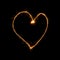 Fiery heart from bengal lights at night. Happy Valentine day concept