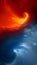 Fiery and icy double spiral nebula in space smartphone template