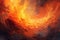 Fiery Inferno: dramatic panorama depicting a raging inferno with billowing flames, intense heat