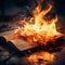 Fiery Knowledge: An AI-Generated Image of a Burning Open Book