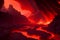 A fiery landscape of molten rock, with jagged cracks and fissures generated by Ai