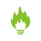 Fiery light bulb. Green energy. Illustration