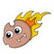 Fiery meteor flying in the sky, doodle icon image kawaii