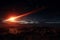 Fiery meteor shower lighting up the night sky with