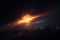 Fiery meteor streaking across a starlit sky leavin