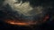 Fiery Mountains: A Stunning Apocalypse Landscape In The Style Of Matte Painting