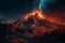 Fiery night: illuminated sky in a fantastical 3d landscape