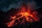 Fiery Night: Volcanic Eruption with Explosive Lighting