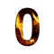 Fiery number zero, 0 from white paper on a background of fire in a fireplace or stove, decorative alphabet