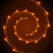 Fiery orange neon spiral lines abstract background