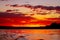 Fiery Orange Sunset Over Lake Powell in Wahweap Bay