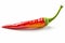 Fiery Passion: Chili Pepper with Leaves (AI Generated)
