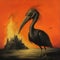 Fiery Pelican: Dark Realism Illustration For Cumbia Band\\\'s Cover Disc